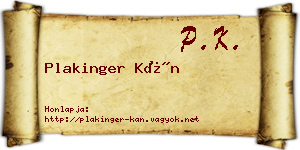 Plakinger Kán névjegykártya